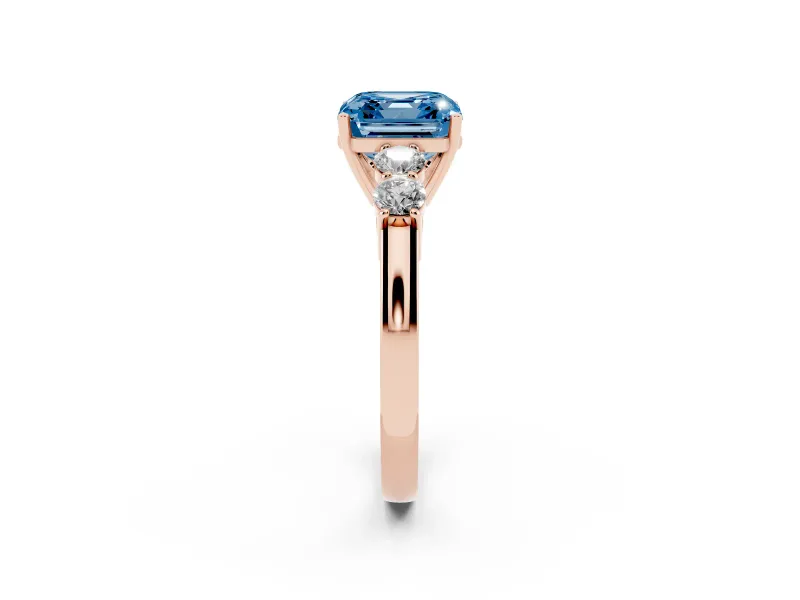 Asscher Cut 5 Stone Engagement Ring Setting for a Fancy Blue Lab-Grown Diamond | Rose Gold