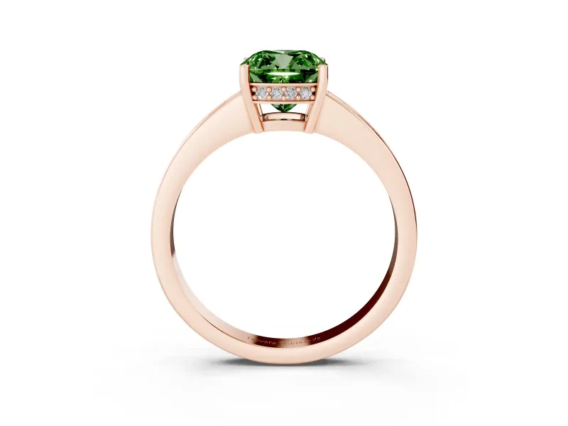 Cushion Cut Pave Solitaire Engagement Ring Setting for a Fancy Green Lab-Grown Diamond | Accented Basket | Rose Gold