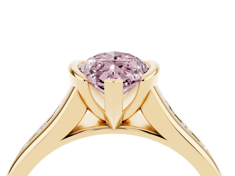Marquise Half Bezel Engagement Ring Setting for a Fancy Pink Lab-Grown Diamond | Yellow Gold