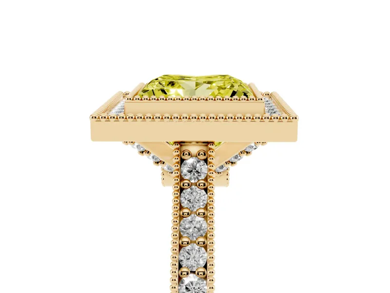 Princess Cut Halo Engagement Ring Setting for a Fancy Yellow Lab-Grown Diamond | Yellow Gold - Design NV-24721