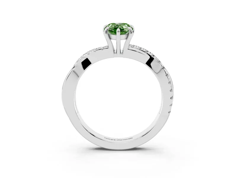 Pear-Shaped Crossover Engagement Ring Setting for a Fancy Green Lab-Grown Diamond | Platinum