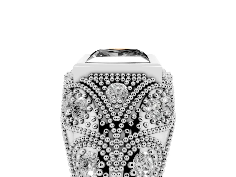 Fancy Black Princess Cut Diamond Bezel Ring Set in Platinum with Milgrain Accent Band