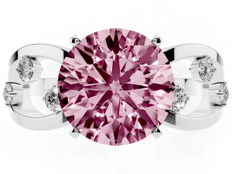 Round Loop Engagement Ring Setting for a Fancy Pink Lab-Grown Diamond | Sterling Silver