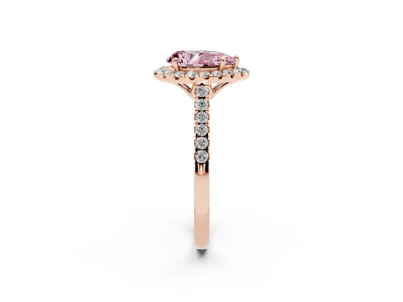 Pear-Shaped Raised Halo Engagement Ring Setting for a Fancy Pink Lab-Grown Diamond | Rose Gold
