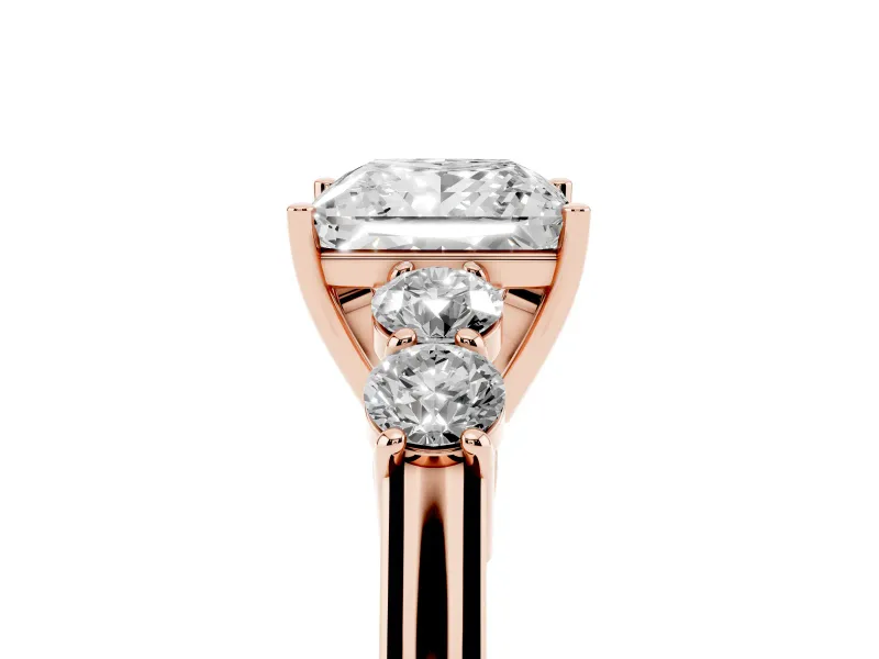 Princess Cut Close Set Five Stone Engagement Ring Setting | Rose Gold