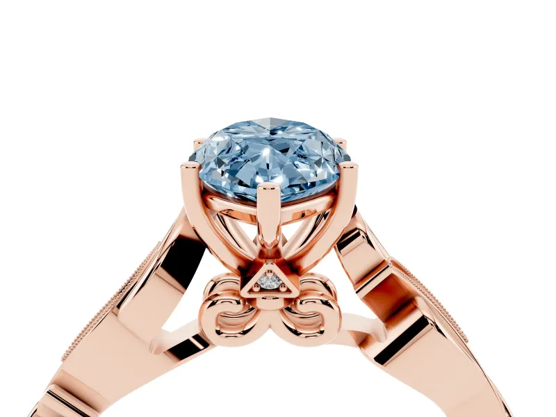 Marquise Vine Engagement Ring Setting for a Fancy Blue Lab-Grown Diamond | Rose Gold