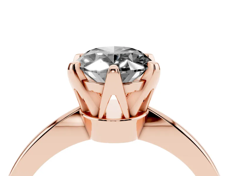 Oval Tapered Solitaire Engagement Ring Setting for a Black Center | Claw Prong Head | Rose Gold