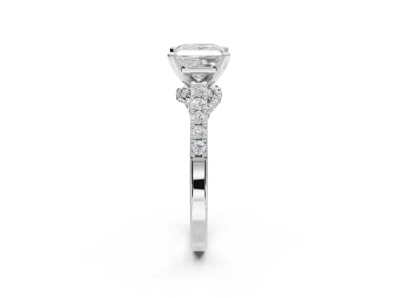 Princess Cut Pavé Solitaire Engagement Ring Setting | Crossover Gallery | Platinum