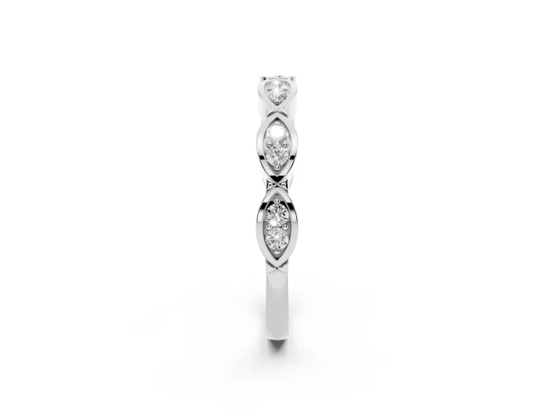 Round Lab-Grown Diamond Half Eternity Wedding Band | Linked Marquise Frames | Platinum
