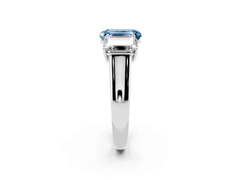 Emerald Cut Engagement Ring Setting for a Fancy Blue Lab-Grown Diamond | Sterling Silver - Design NV-24908