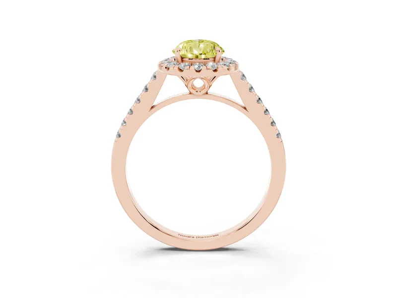 Pear-Shaped Raised Halo Engagement Ring Setting for a Fancy Yellow Lab-Grown Diamond | Rose Gold