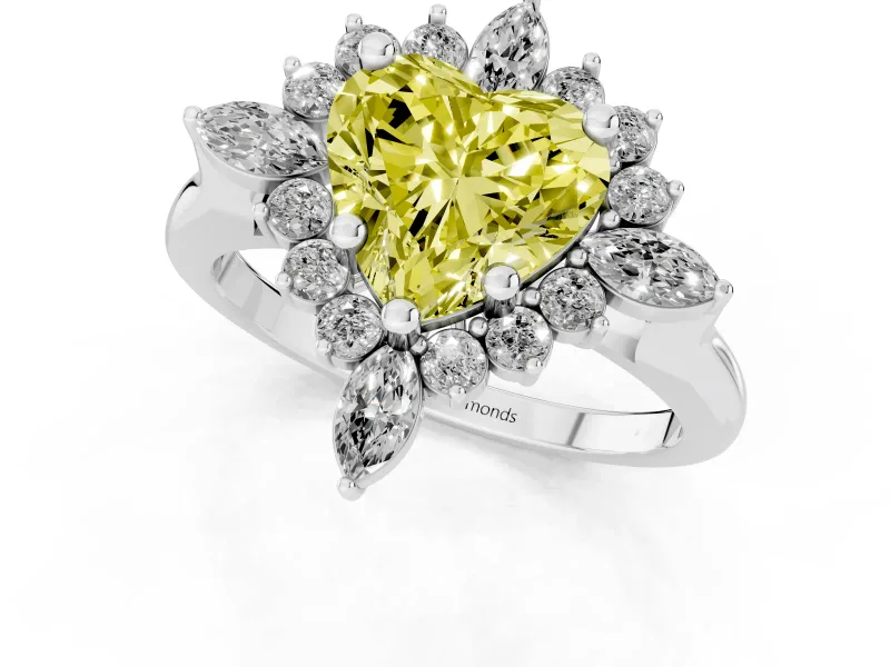 Heart-Shaped Engagement Ring Setting for a Fancy Yellow Lab-Grown Diamond | Platinum - Design NV-24790