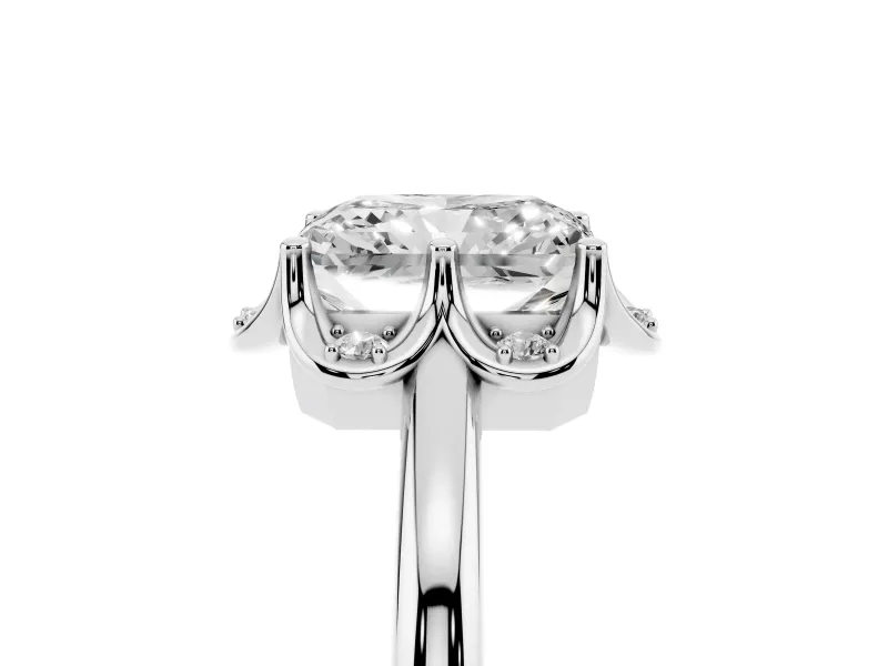 Radiant Cut Scalloped Petal Halo Engagement Ring Setting | Plain Band | Platinum