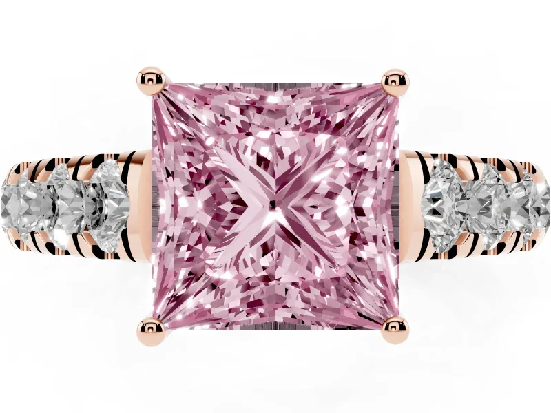 Princess Cut Engagement Ring Setting for a Fancy Pink Lab-Grown Diamond | Rose Gold - Design NV-24643