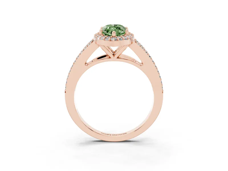 Marquise Split Shank Halo Engagement Ring Setting for a Fancy Green Lab-Grown Diamond | Rose Gold