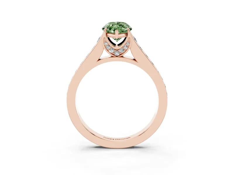 Marquise Graduated Pavé Engagement Ring Setting for a Fancy Green Lab-Grown Diamond | Rose Gold