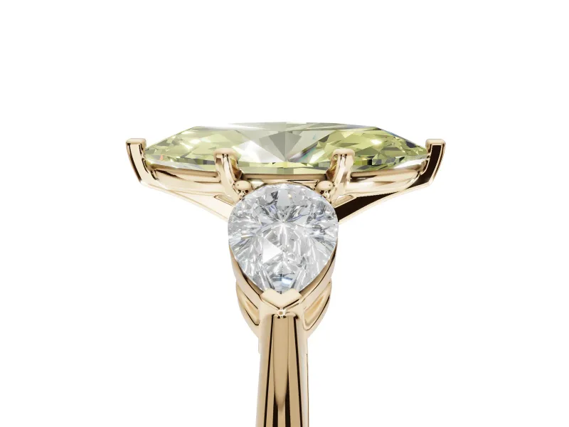 Marquise 3-Stone Engagement Ring Setting for a Fancy Yellow Lab-Grown Diamond | Yellow Gold