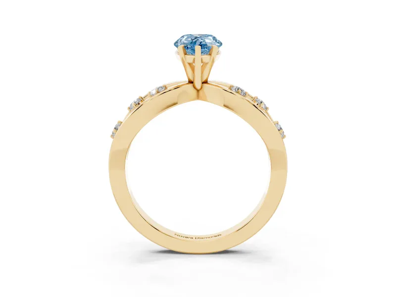 Pear-Shaped Loop Engagement Ring Setting for a Fancy Blue Lab-Grown Diamond | Yellow Gold