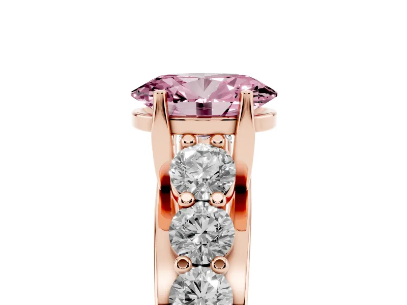 Oval Graduated Engagement Ring Setting for a Fancy Pink Lab-Grown Diamond | Rose Gold