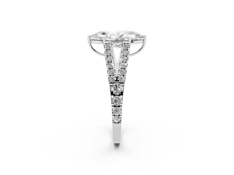 Marquise Graduated Pave Split Shank Engagement Ring Setting | V Split Shoulders | White Gold