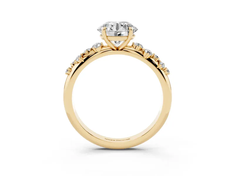 Round Solitaire Engagement Ring Setting | Graduated Scattered Accents | Yellow Gold