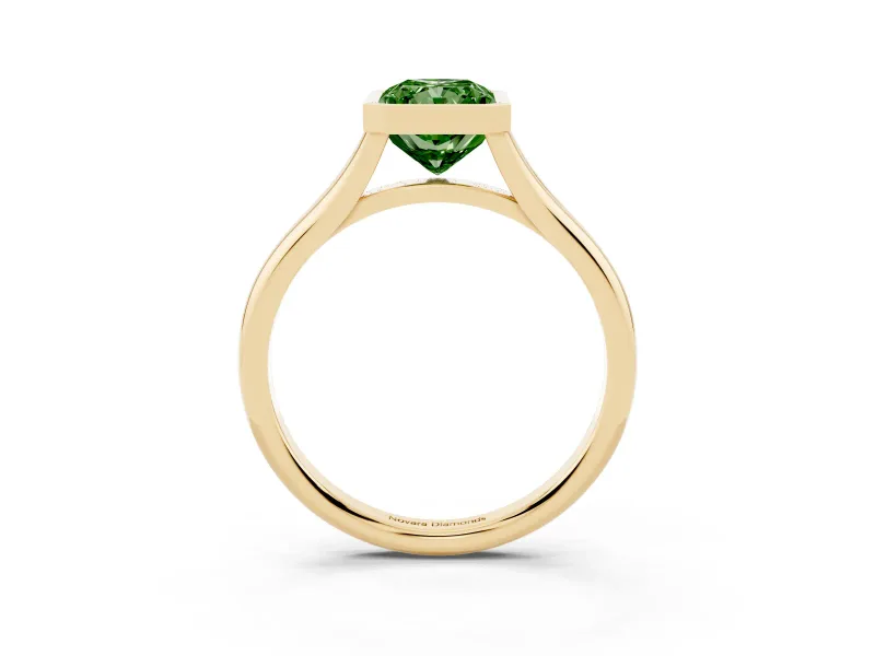 Radiant Cut Bezel Engagement Ring Setting for a Fancy Green Lab-Grown Diamond | Yellow Gold
