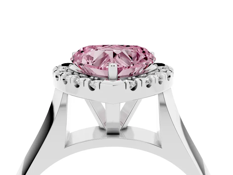Heart-Shaped Halo Engagement Ring Setting for a Fancy Pink Lab-Grown Diamond | Square Profile Band | White Gold