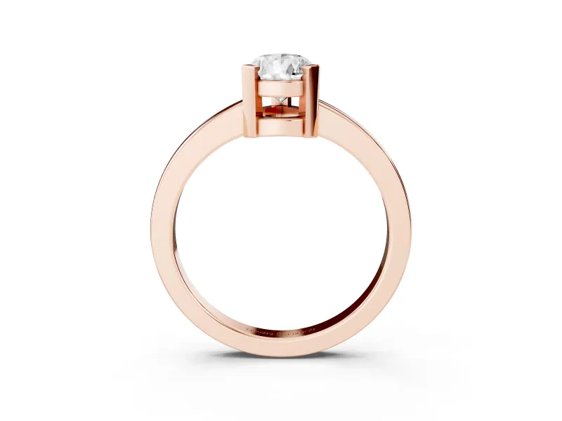 Pear Cut Diamond Solitaire Ring Set in Rose gold with Prong Head and Smooth Polished Band