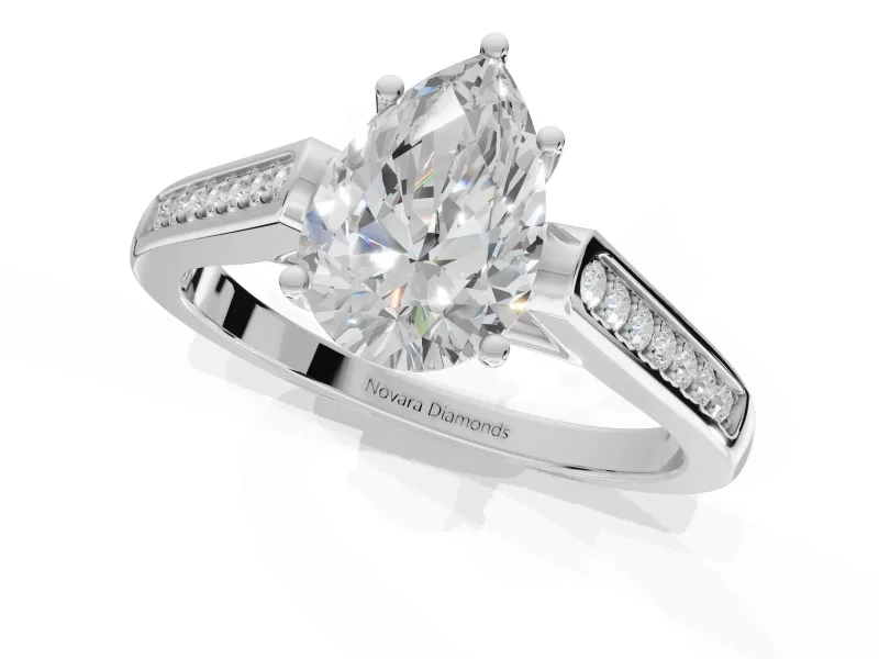 Pear-Shaped Cathedral Solitaire Engagement Ring Setting | Channel Set Band | Platinum