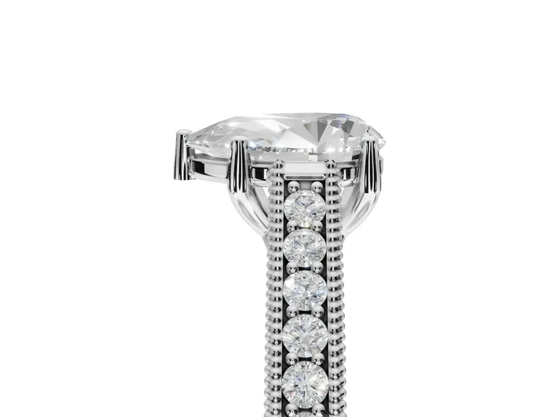 Pear-Shaped Vintage Engraved Pavé Engagement Ring Setting | Milgrain Edges | Platinum