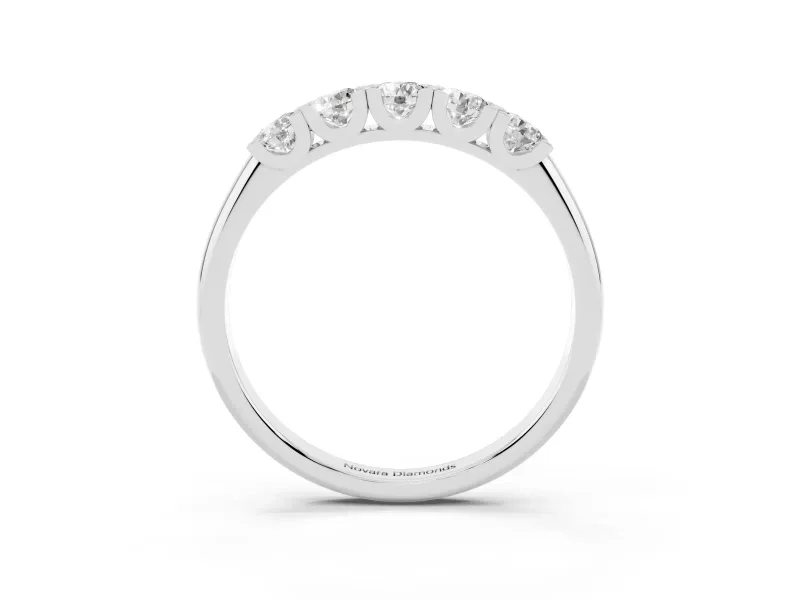 Round Diamond Channel Half Eternity Band Set in White gold with Shared Prongs