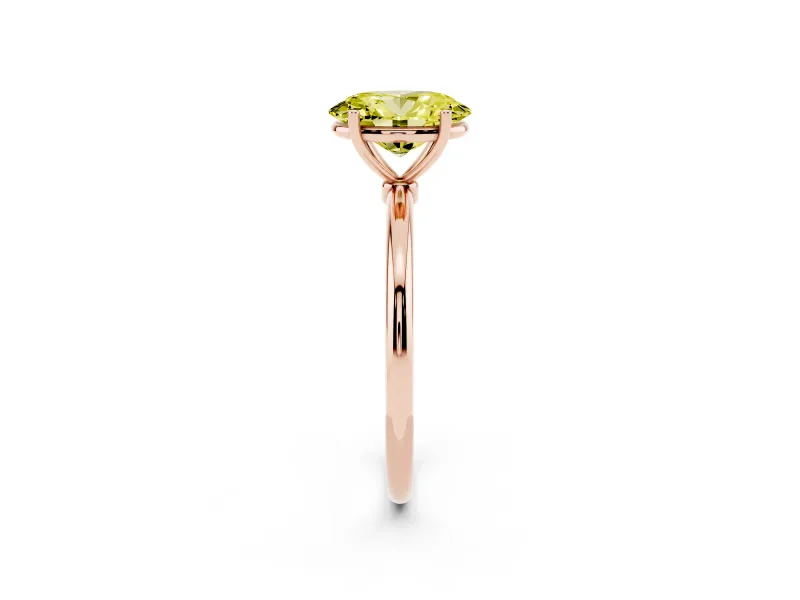 Oval Thin Solitaire Engagement Ring Setting for a Fancy Yellow Lab-Grown Diamond | Straight Plain Band | Rose Gold