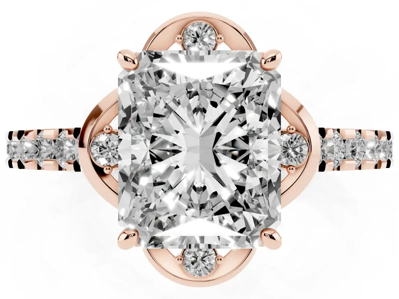 Radiant Cut Floral Petal Engagement Ring Setting | Petal Accents | Rose Gold