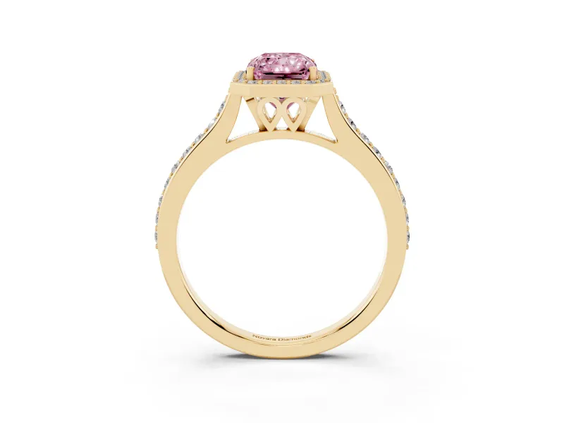Radiant Cut Halo Engagement Ring Setting for a Fancy Pink Lab-Grown Diamond | Yellow Gold - Design NV-24729
