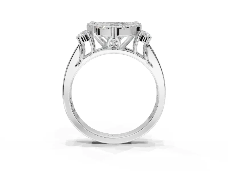 Heart-Shaped Halo Side Cluster Engagement Ring Setting | Graduated Channel Band | Platinum