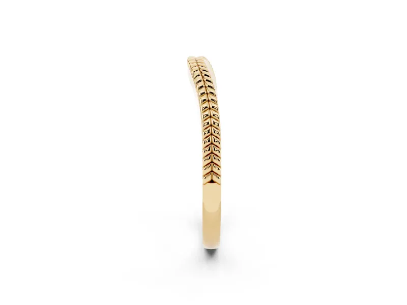 Milgrain Twist Contour Wedding Band Set in Yellow gold