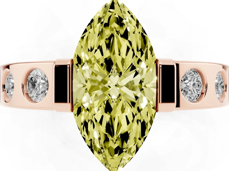 Marquise Tension Style Engagement Ring Setting for a Fancy Yellow Lab-Grown Diamond | Rose Gold
