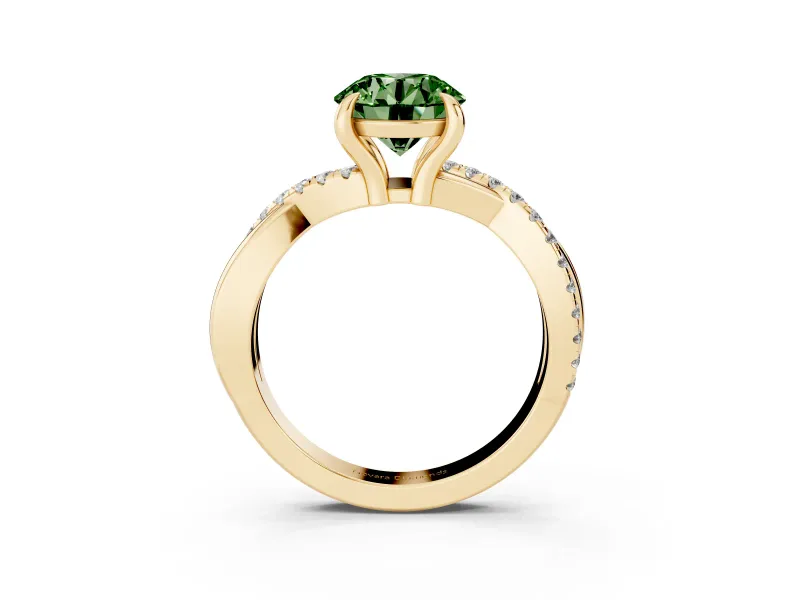 Round Twist Engagement Ring Setting for a Fancy Green Lab-Grown Diamond | Yellow Gold