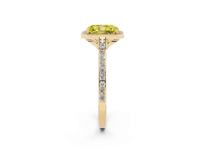 Radiant Cut Halo Engagement Ring Setting for a Fancy Yellow Lab-Grown Diamond | Yellow Gold - Design NV-24729