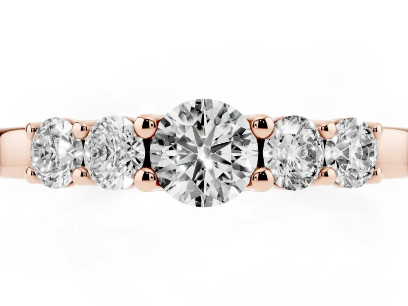 Round Lab-Grown Diamond Five-Stone Wedding Band | Trellis Gallery | Rose Gold