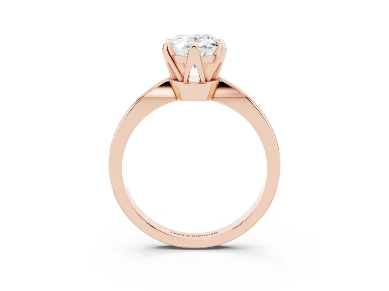 Oval Tapered Solitaire Engagement Ring Setting | Claw Prong Head | Rose Gold