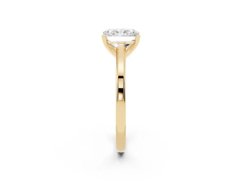 Radiant Cut Solitaire Engagement Ring Setting | Stepped Flat Band | Yellow Gold
