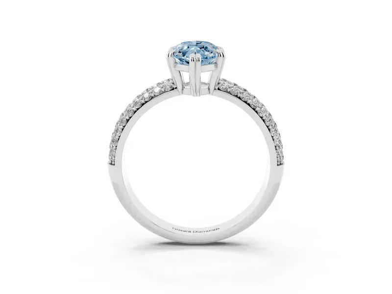 Marquise Three Row Pave Engagement Ring Setting for a Fancy Blue Lab-Grown Diamond | Sterling Silver