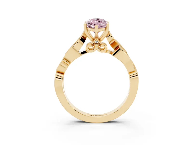 Marquise Vine Engagement Ring Setting for a Fancy Pink Lab-Grown Diamond | Yellow Gold