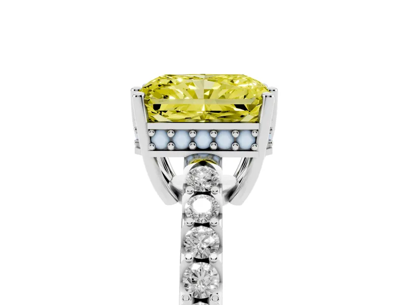 Radiant Cut Hidden Halo Engagement Ring Setting for a Fancy Yellow Lab-Grown Diamond | Sterling Silver