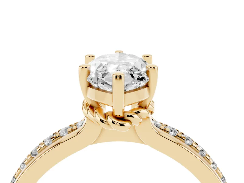 Marquise Channel Set Solitaire Engagement Ring Setting | Rope Collar Head | Yellow Gold