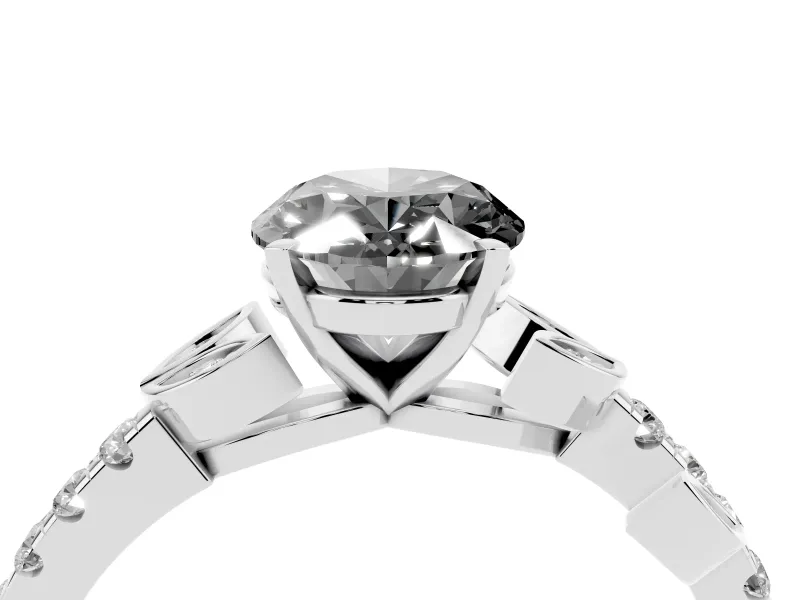 Fancy Black Oval Cut Diamond Solitaire Leaf-Inspired Ring Set in Platinum with Pavé Band and Prong Setting