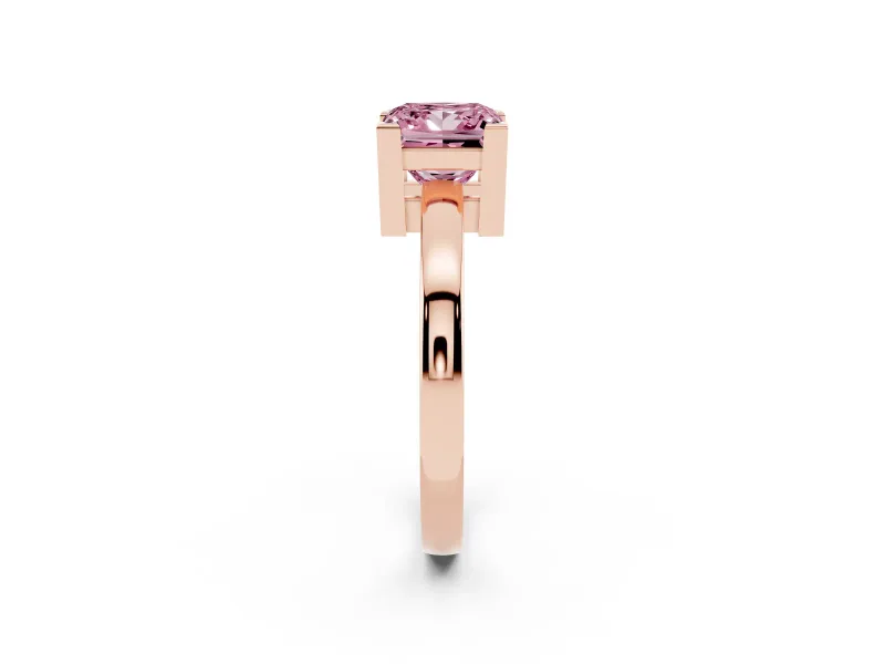 Princess Cut Solitaire Engagement Ring Setting for a Fancy Pink Lab-Grown Diamond | Flat Tab Prongs | Rose Gold