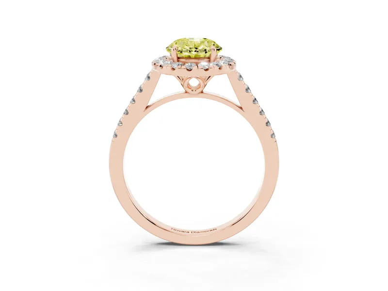 Oval Raised Halo Engagement Ring Setting for a Fancy Yellow Lab-Grown Diamond | Rose Gold