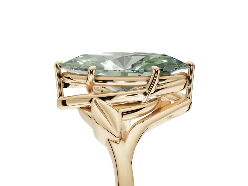 Marquise Bypass Solitaire Engagement Ring Setting for a Fancy Green Lab-Grown Diamond | Yellow Gold